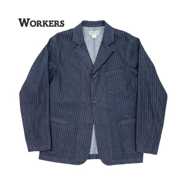 WORKERS ワーカーズ WORKERS Lounge Jacket, Indigo Herringbone