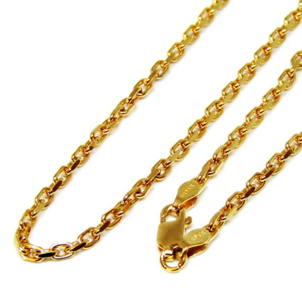 シルバー925 太目 アズキ チェーンネックレス 18金コーティング加工 幅2.5cm 40cm,45cm,50cm,60cm