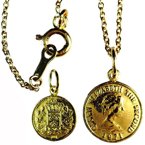 K18 コインネックレス 18金 エリザベス K18チェーン 幅0.8mm