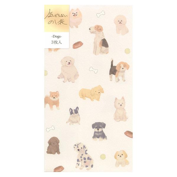 かわいい犬のイラストが散りばめられた祝儀袋です。季節を問わず使えるデザイン。■サイズ：170×90mm■3枚入り◇メール便対応個数：最大30個