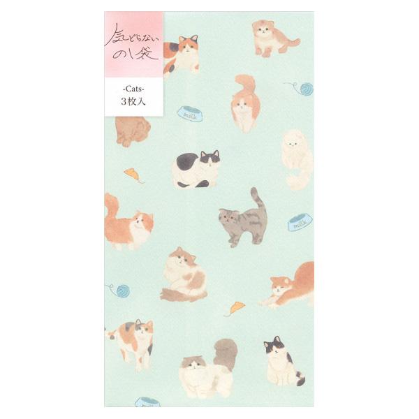 かわいい猫のイラストが散りばめられた祝儀袋です。季節を問わず使えるデザイン。■サイズ：170×90mm■3枚入り◇メール便対応個数：最大30個