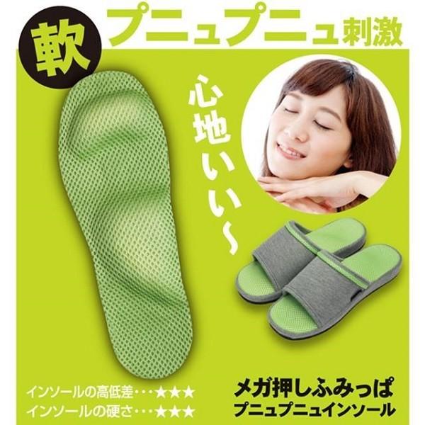 スリッパ メガ押しふみっぱ グリーン 健康スリッパ ツボ押し