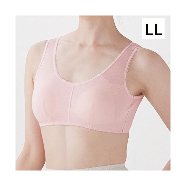 ブラジャー ノンワイヤー 夏 さらさらシルク混ブラジャー ピンク LL
