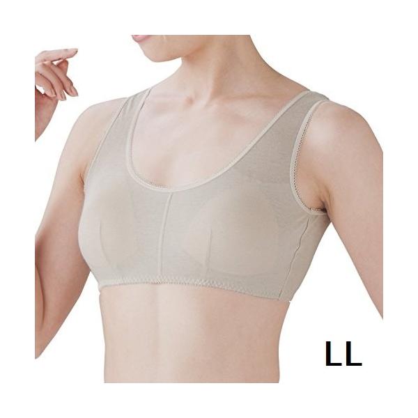 ブラジャー ノンワイヤー 夏 さらさらシルク混ブラジャー ベージュ LL
