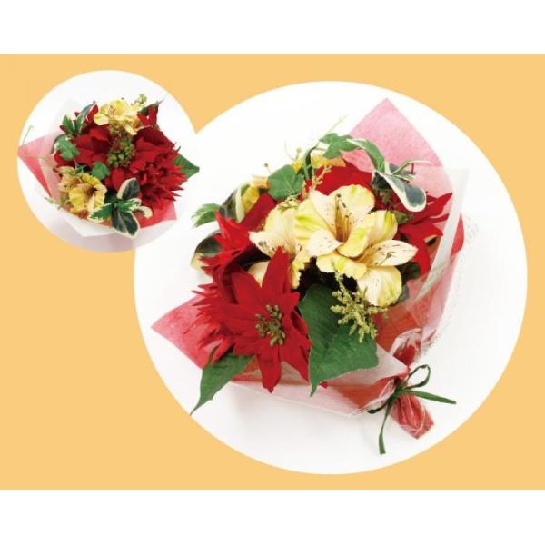 ブーケ 造花 フェイクフラワー CTポンヌフブーケ クリスマスカラー L
