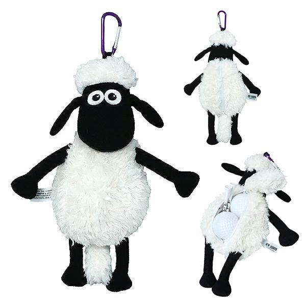 ひつじのショーン カラビナ付ボールケース・ボール2個収納可能キャディーバッグや、ラウンドバッグに取付けてアクセサリーとしても最適です！サイズ：250ｍｍ×180ｍｍ×80ｍｍ材質：頭、胴体、尾/ポリエステル顔、足/ナイロンカラビナ/アルミフ...