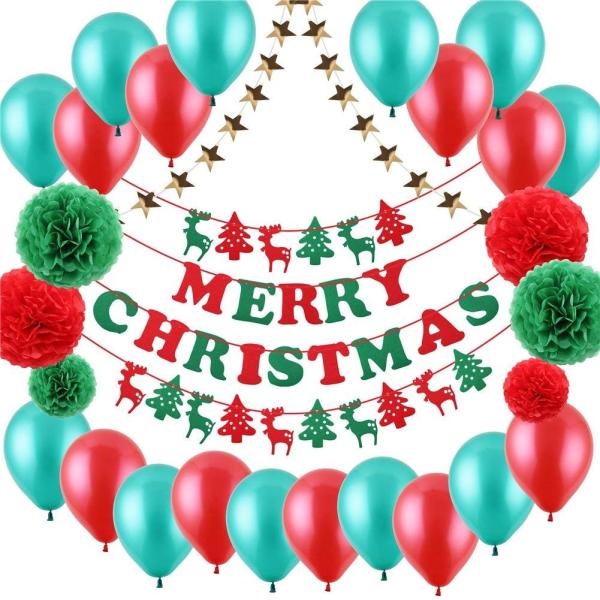 クリスマス飾り付け 飾り 装飾 壁飾り クリスマスガーランド トナカイ 売買 ポンポンペーパーフラワー バルーン 風船 ８種類 クリスマスツリー