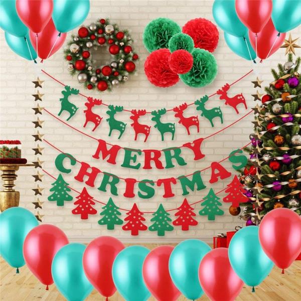 クリスマス飾り付け 飾り 装飾 壁飾り クリスマスガーランド トナカイ 売買 ポンポンペーパーフラワー バルーン 風船 ８種類 クリスマスツリー
