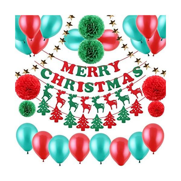 クリスマス飾り付け 飾り 装飾 壁飾り クリスマスガーランド トナカイ 風船 バルーン ８種類 クリスマスツリー a W新作送料無料 ポンポンペーパーフラワー