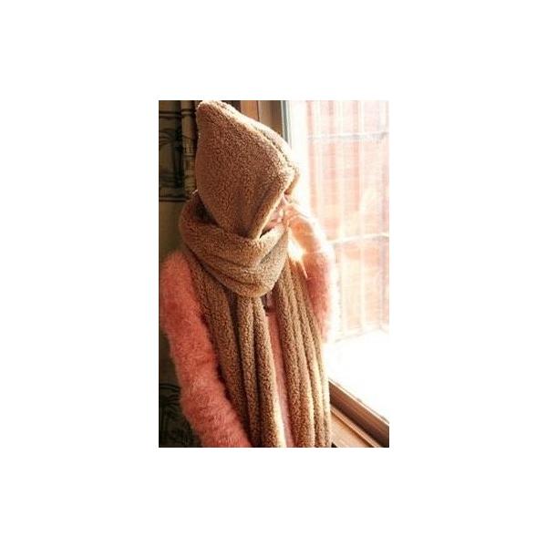 あったか ふわふわ フードマフラー 4年保証 ベージュ 手もあたたかいあったかポケット 3color