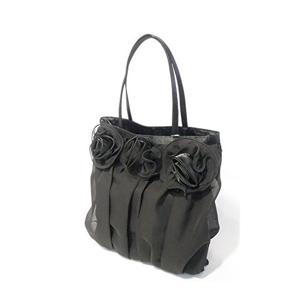 いよいよ人気ブランド La Pleiade フォーマル サブバッグ シフォン コサージュ フォーマルバッグ 黒 結婚式 披露宴 ブラック 慶弔両用 パーティー