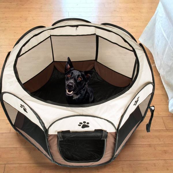Bigwing 折りたたみ 八角形 年間定番 ペットサークル プレイサークル 犬 猫 L 兼用 コーヒー メッシュ お出かけ用品 コンパクト