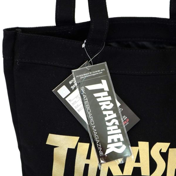 Thrasher スラッシャー プリント トートバッグ Black地 Gold マグロゴキャンバスト Thc 800 Osktest Pl