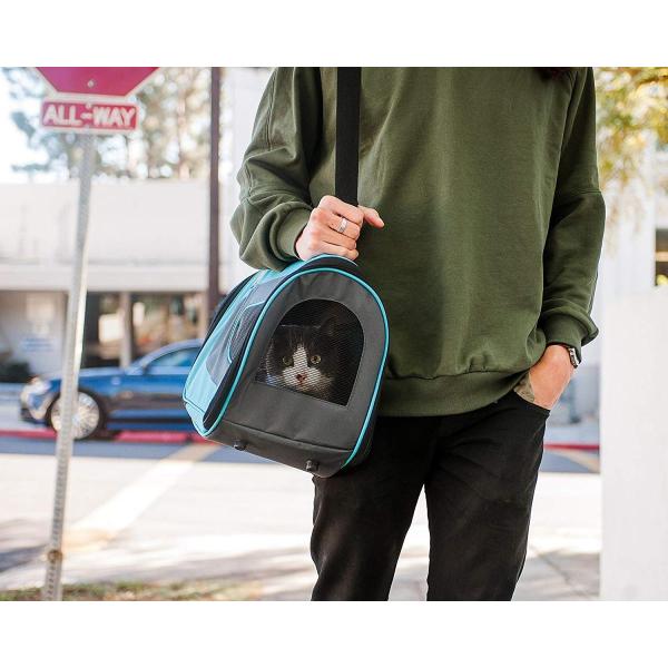 Pet Magasinソフトな旅行用ペットキャリー猫や小型犬 子犬 希少 大 小動物用の通気性バツグン折り畳み式持ち運び用ケージ 青色