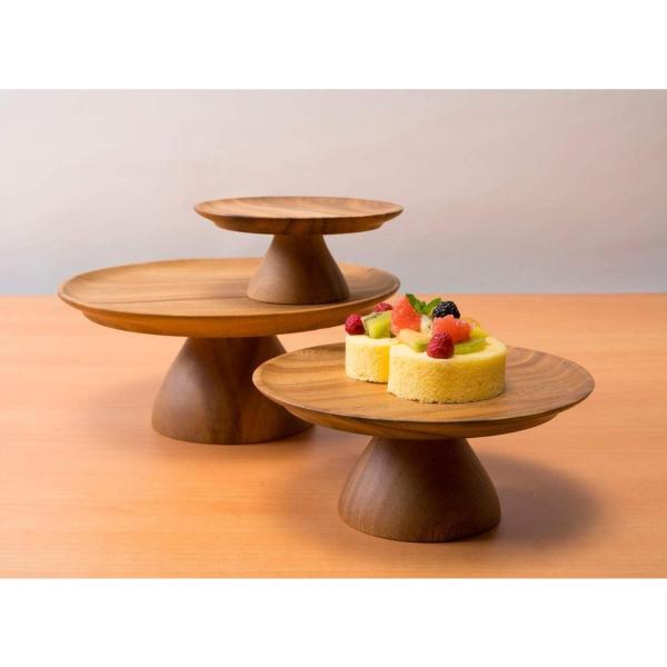 Chabatree ケーキスタンド 木製 L マリントピア 約直径28 高さ13cm アカシア フーテッドプレート アフタヌーンティー パー 送料込