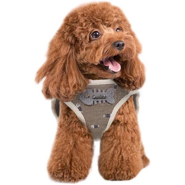 Momugs明ペット用品犬ハーネス胸あて式胴輪犬用リード牽引ロープ小型犬中型犬猫ソフトおでかけ簡単脱着式魚の骨の柄ブラウンxl Www Ramnurtextile Com