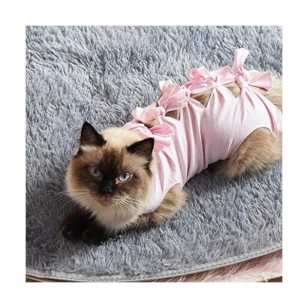 猫用 術後服 ペット術後服 術後ウェア 蝶結び 介護服 避妊 傷口保護 