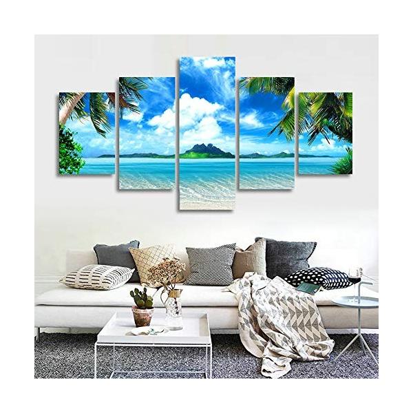 Lift Gather壁絵 インテリア 壁掛け絵画 風景 ハワイスタイル 海 フレームなし キャンバス 5pcs 現代 壁飾り 部屋飾り 廊 Vividarts Co Uk
