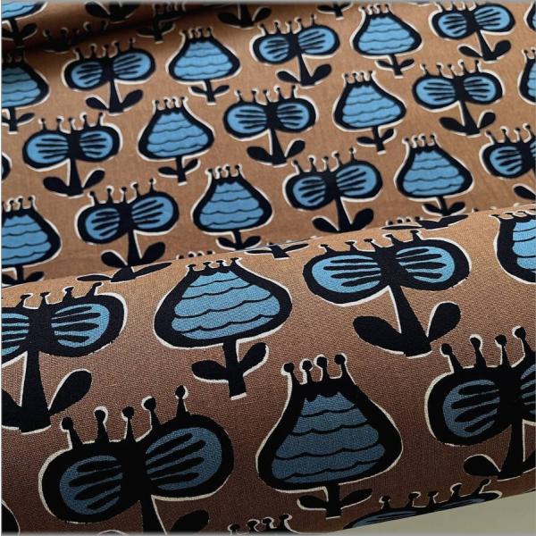 marble 50cm 綿麻キャンバス 生地 花柄 フラワー 北欧調 chocolate 1E