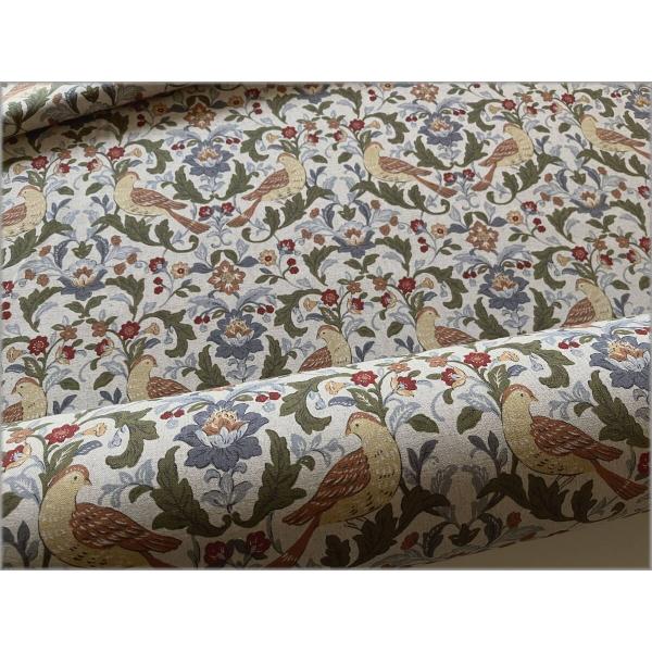 marble 50cm 綿麻キャンバス 生地 布 ボタニカル 鳥 花 フラワー バード linen 68A