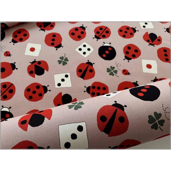 marble 50cm 10キャンバス 生地 布 サイコロ てんとう虫 コットンこばやし pink 5B