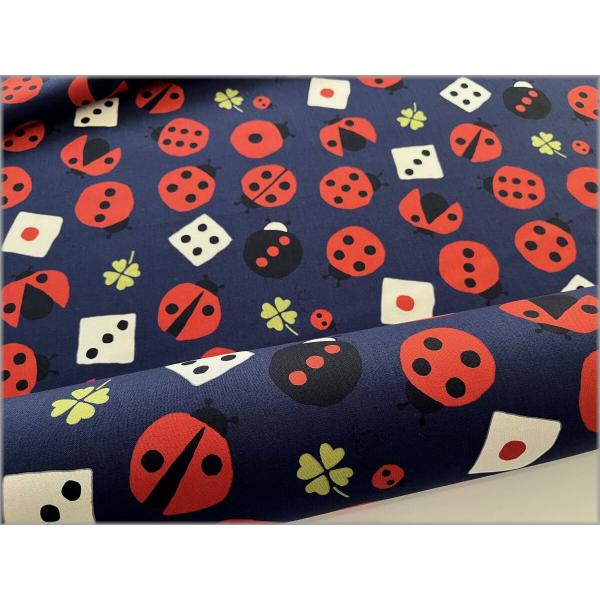 marble 50cm 10キャンバス 生地 布 サイコロ てんとう虫 コットンこばやし navy 5E