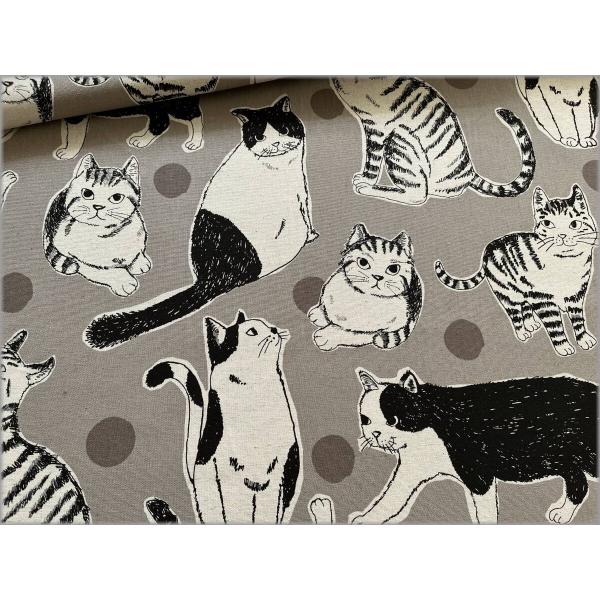 marble 50cm 綿麻キャンバス 生地 布 Big 猫 ネコ 水玉 ドット grege 10B