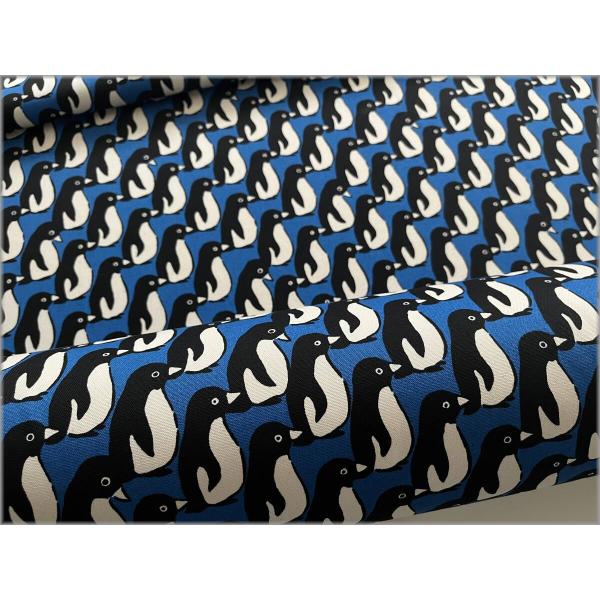marble 50cm オックス 生地 布 ペンギンの国 動物 アニマル blue A5