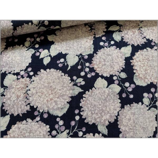 marble 50cm リネンライクスラブクロス 生地 布 スノーボール 花柄 navy A5