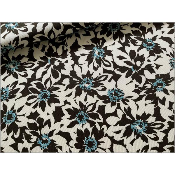 marble 50cｍ オックス 生地 布 プリント ボタニカル シルエットフラワー black 2E
