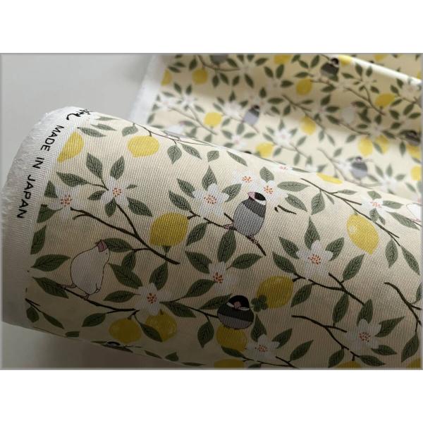 marble 50cm ツイル 生地 布 プリント レモン 文鳥 とり 檸檬 sherbet lemon 2A