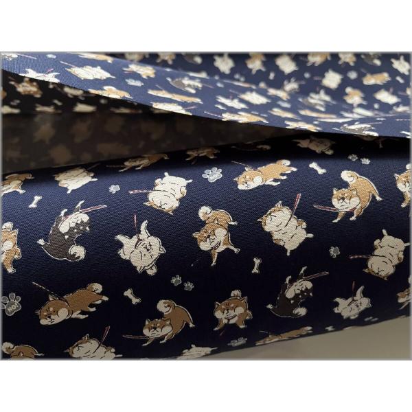 marble 50cm オックス 生地 布 プリント 拒否犬 柴犬 いぬ お散歩 コットン navy 1D