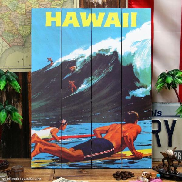 E4 ハワイアンウッドポスター #001 HAWAIIで夏の西海岸気分