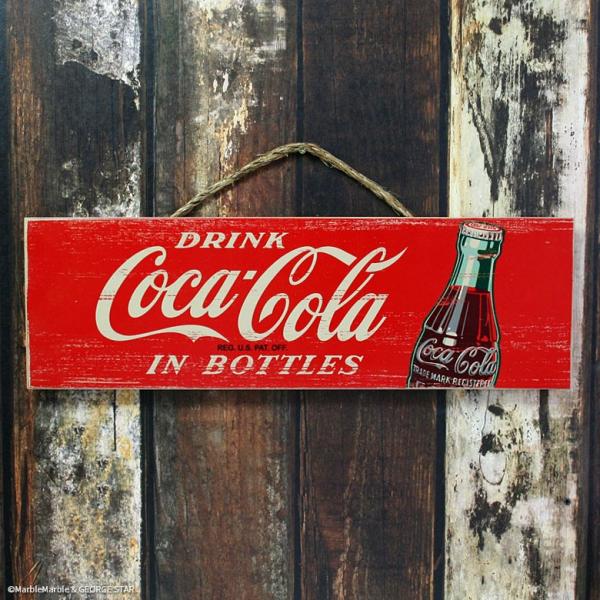 DRINKコカコーラ広告看板 B3 コカコーラ ウッドサイン 麻紐付き #002 シンプル レッド