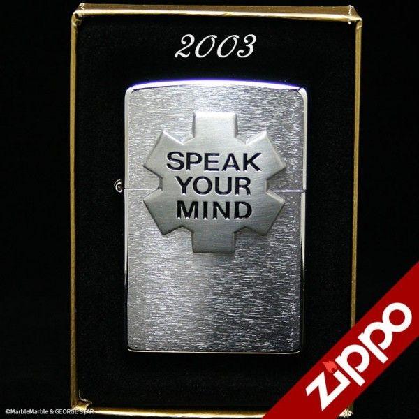 F1 Zippo（ジッポー）ライター Marlboro（マルボロ）2003年 スイス限定品 SPEAK YOUR MIND ブラッシュ・クローム //  アメリカン雑貨 / 喫煙具 / ジッポ