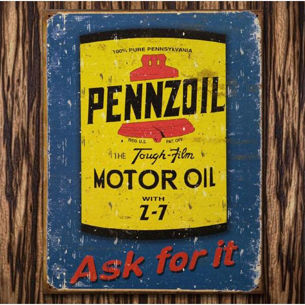 C3 ブリキ看板 TINサイン PENNZOIL ペンズオイル アメリカン雑貨