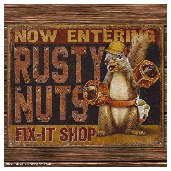 C3 �u���L�Ŕ� �K�ю�艮 Rusty Nuts Fix It Shop // TIN�T�C�� / �e�B���T�C�� / �A�����J���G�� / �A�����J �A���i / �m�X�^���W�b�N ���^�� �T�C��