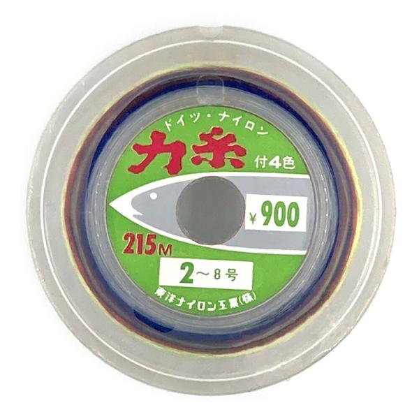 送料無料】東洋ナイロン工業 力糸付4色 2〜8号 215m 道糸 釣り糸