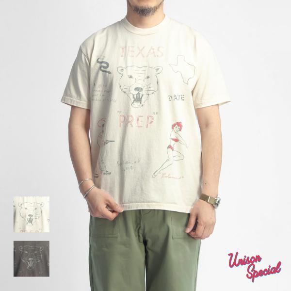 ユニゾンスペシャル Unison Special テキサス プリントTシャツ 日本製 メンズ