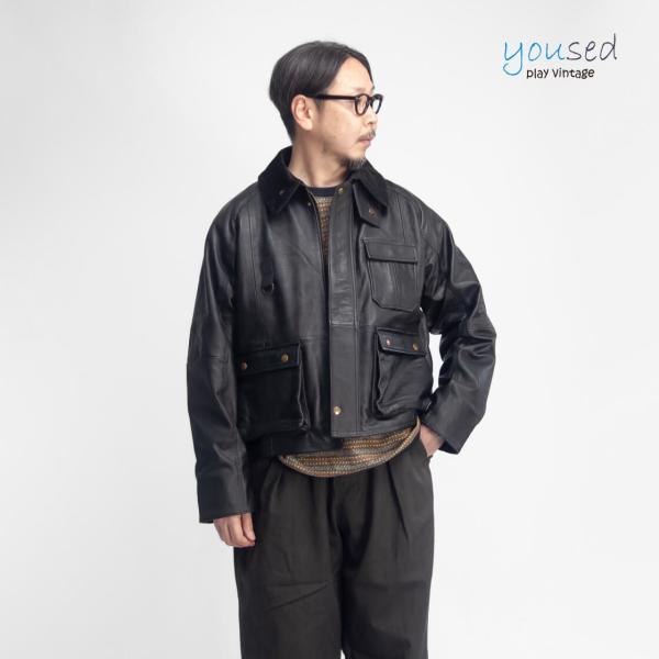 【未使用】ブラックレザー フィッシングジャケット 中古・古着通販】yoused (ユーズド) LEATHER FISHING JACKET/レザー
