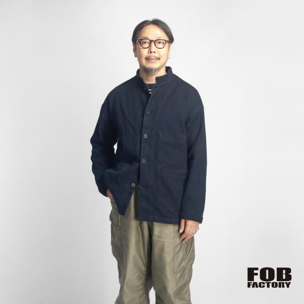 FOBファクトリー FOB FACTORY インディゴ刺子 マオカラージャケット 日本製 メンズ