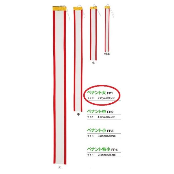 各種大会や運動会の優勝旗などで使用する、ペナント（優勝者の名前などを記入するリボン旗）です。タイプは大 FP1(写真左端)です。ペナント大のみで20枚までネコポス(※)で送料420円にて発送できます。※宅急便と同じ配達日数でお届けいたします...