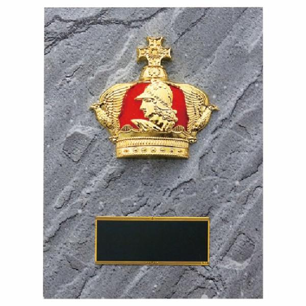 王冠をモチーフとした楯(盾)です。ゴルフ、サッカー、野球などの各種スポーツ大会の表彰や、企業表彰、感謝状、功労賞、表彰状、退職記念などの記念品としてご利用いただけます。装飾に紅白リボンを取り付けます（無料）。