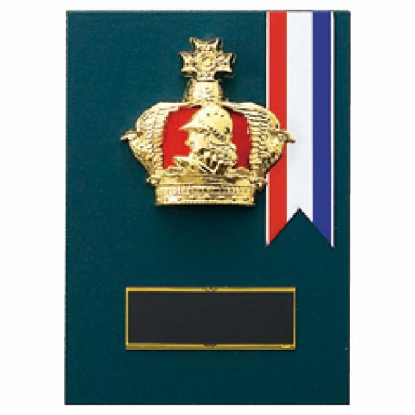 王冠をモチーフとした楯(盾)です。ゴルフ、サッカー、野球などの各種スポーツ大会の表彰や、企業表彰、感謝状、功労賞、表彰状、退職記念などの記念品としてご利用いただけます。装飾に紅白リボンを取り付けます（無料）。