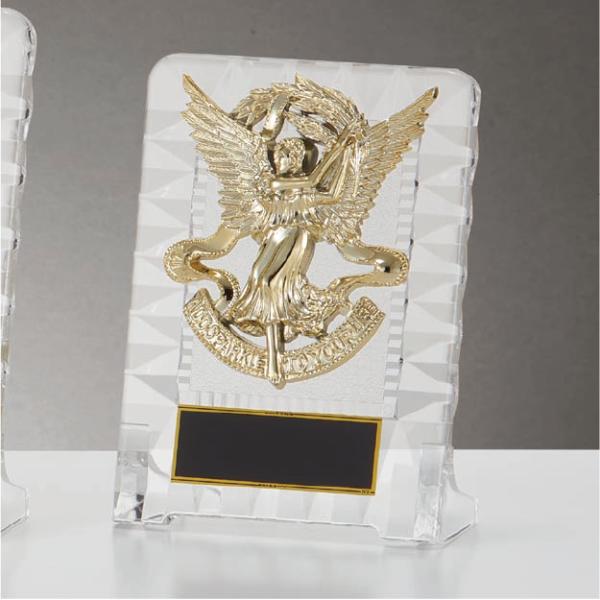 女神をモチーフとした楯(盾)です。ゴルフ、サッカー、野球などの各種スポーツ大会の表彰や、企業表彰、感謝状、功労賞、表彰状、退職記念などの記念品としてご利用いただけます。