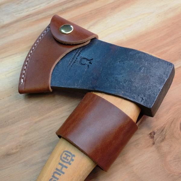 ハスクバーナ38 様カバー、コンチョ付き 手斧用 革ケース ハスクバーナ 38cm 薪割り 斧 キャンプ アウトドア
