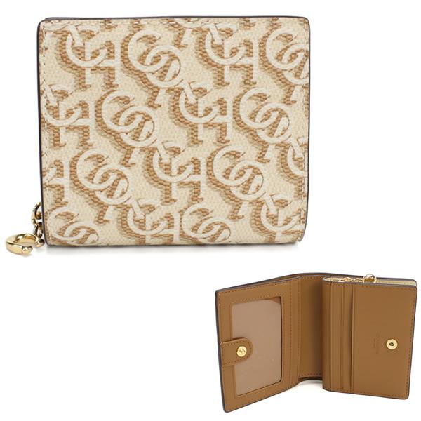 新品☆COACH コーチ　折り財布　ベージュ レザー 折り財布 COACH コーチ 財布 レディース 二つ折り財布 アウトレット