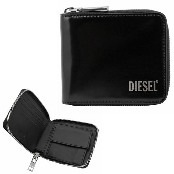 【新品】　レア　DIESEL 二つ折り財布 ブラック DIESEL（ディーゼル） 財布 二つ折り財布 折り畳み X08191 PS679 T8013