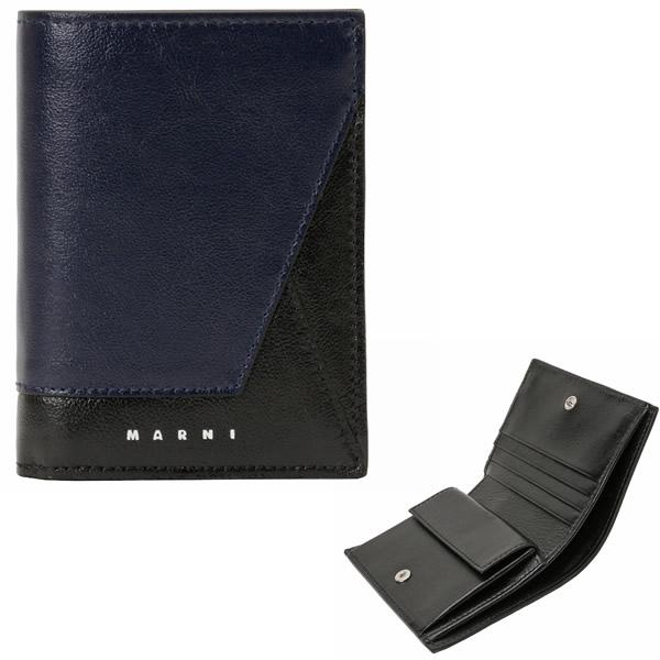 MARNI マルニ 二つ折り財布 ネイビー ブラック MARNI 二つ折り財布 ブラック/ネイビー