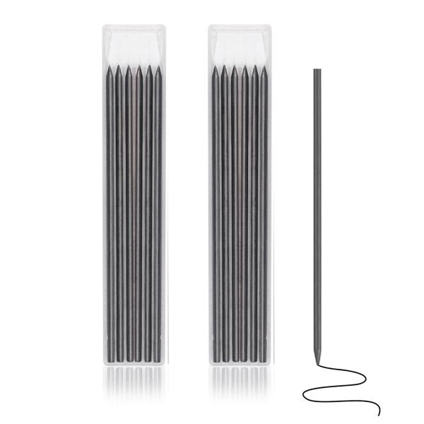 カラー：替え芯黒色サイズ：120mm*2.8mm。 重量：44g。セット内容：2本セットのカーペンターペンシルリフィルは、1箱に6本ずつ入っています。材質：滑らかで丈夫、長持ちで壊れにくいグラファイト素材で作られています。収納ケース付き：収...